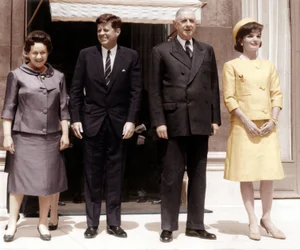 American President John Kennedy at Elysee Palace May 31, 1961 With his Wife Jackie